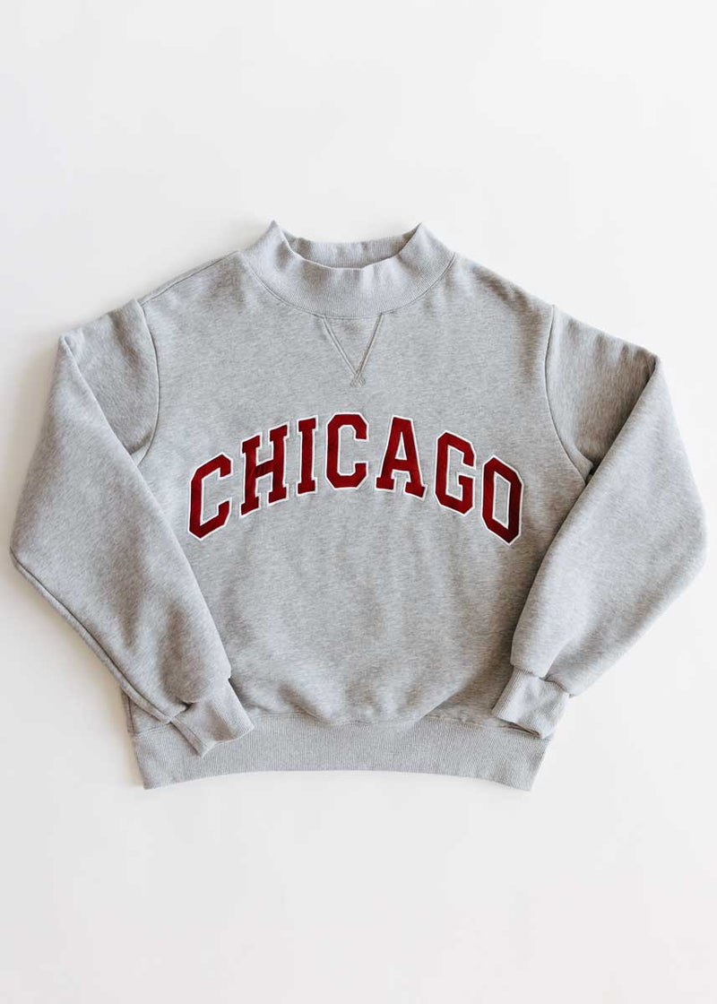 Chicago Mock Neck Sweatshirt - Heather Grey