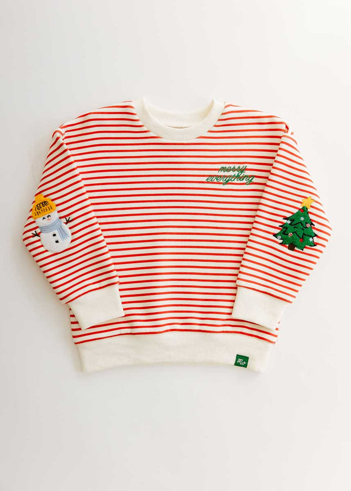 Merry Everything Striped Patch Sweatshirt