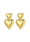 Cindy Dangle Heart Earrings - Gold