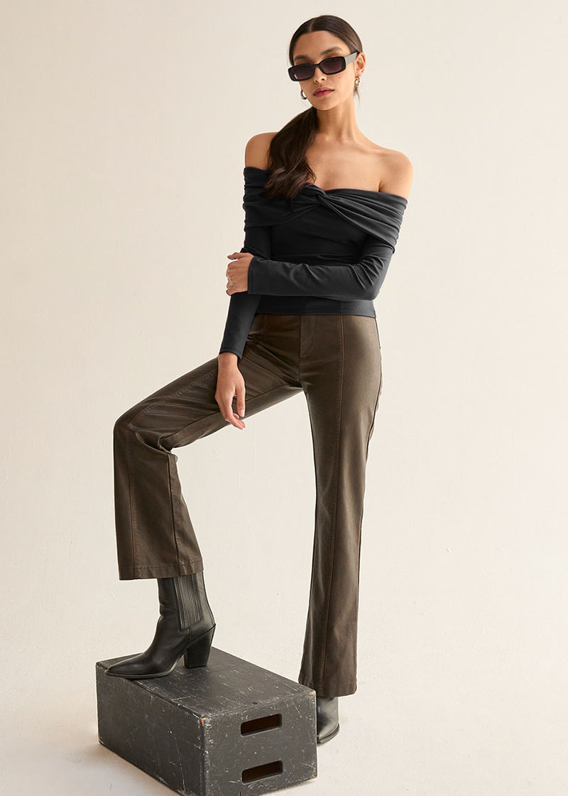 Abigail Off Shoulder Knit Top - Black