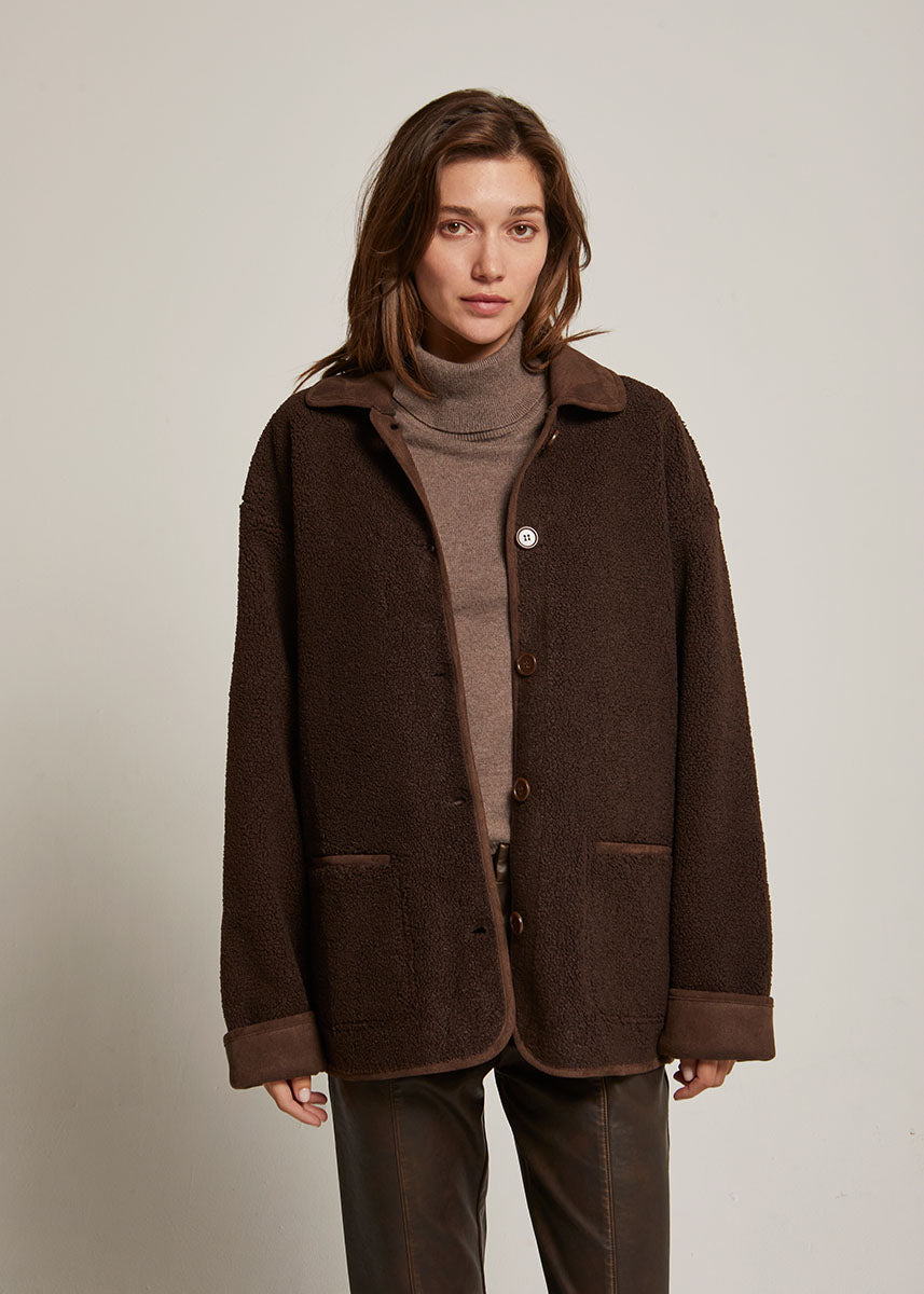 Leonora Teddy Shearling Jacket - Espresso