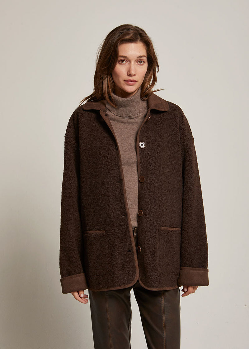 Leonora Teddy Shearling Jacket - Espresso