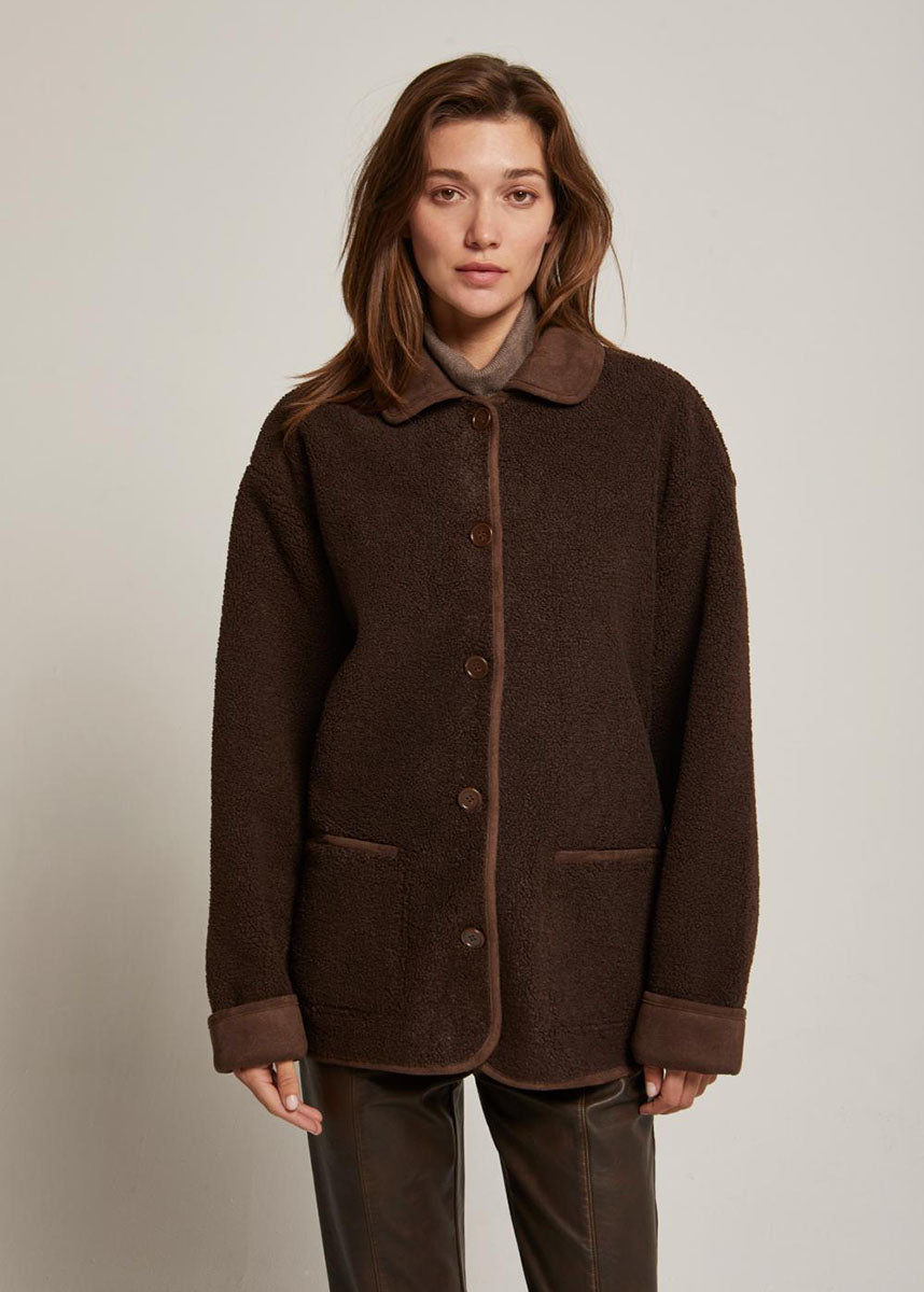 Leonora Teddy Shearling Jacket - Espresso