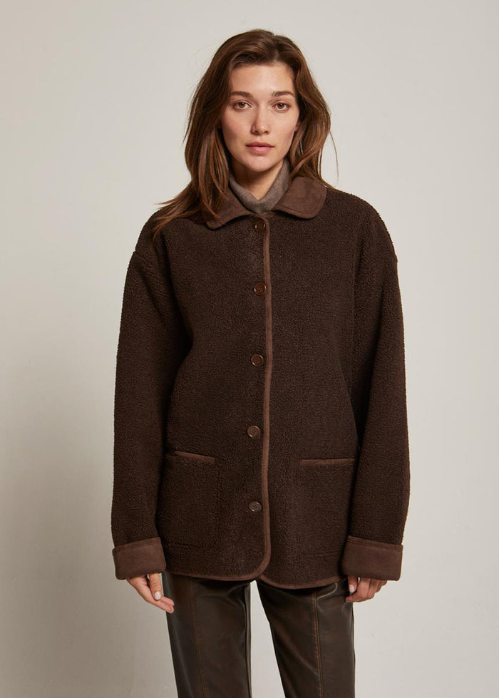 Leonora Teddy Shearling Jacket - Espresso