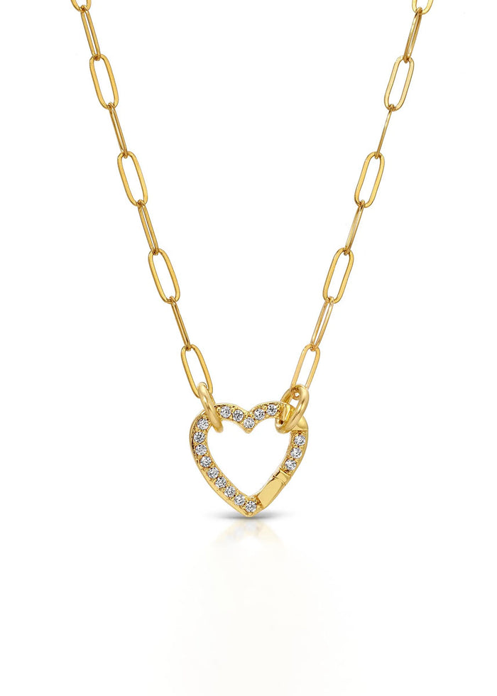 Cupid's Charm Pave Heart Charm Holder Necklace