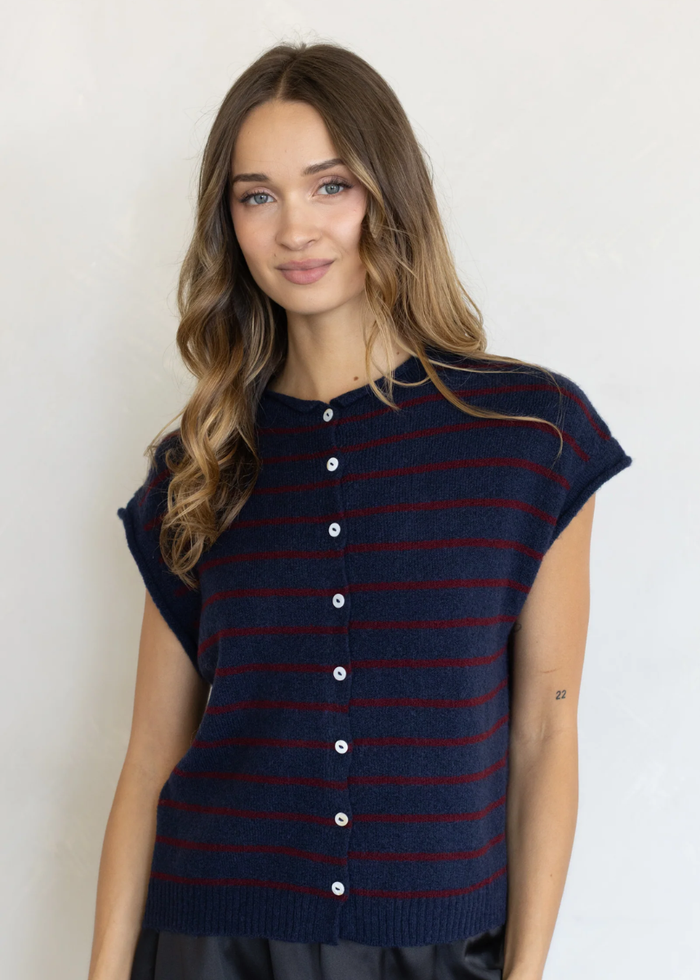 Cabana Stripe Piper Vest - Navy