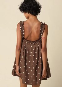 Camila Polka Dot Babydoll Mini Dress - Brown