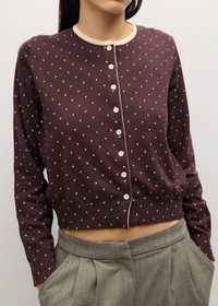 Caroline Polka Dot Cardigan - Brown & Cream