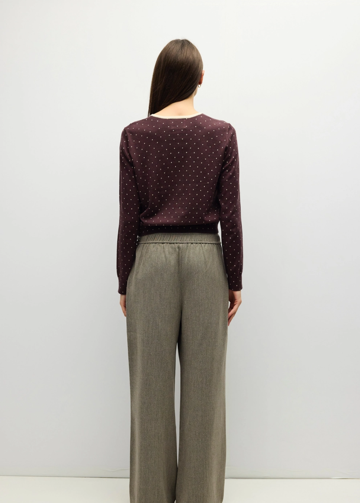 Caroline Polka Dot Cardigan - Brown & Cream