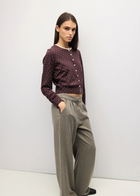 Caroline Polka Dot Cardigan - Brown & Cream