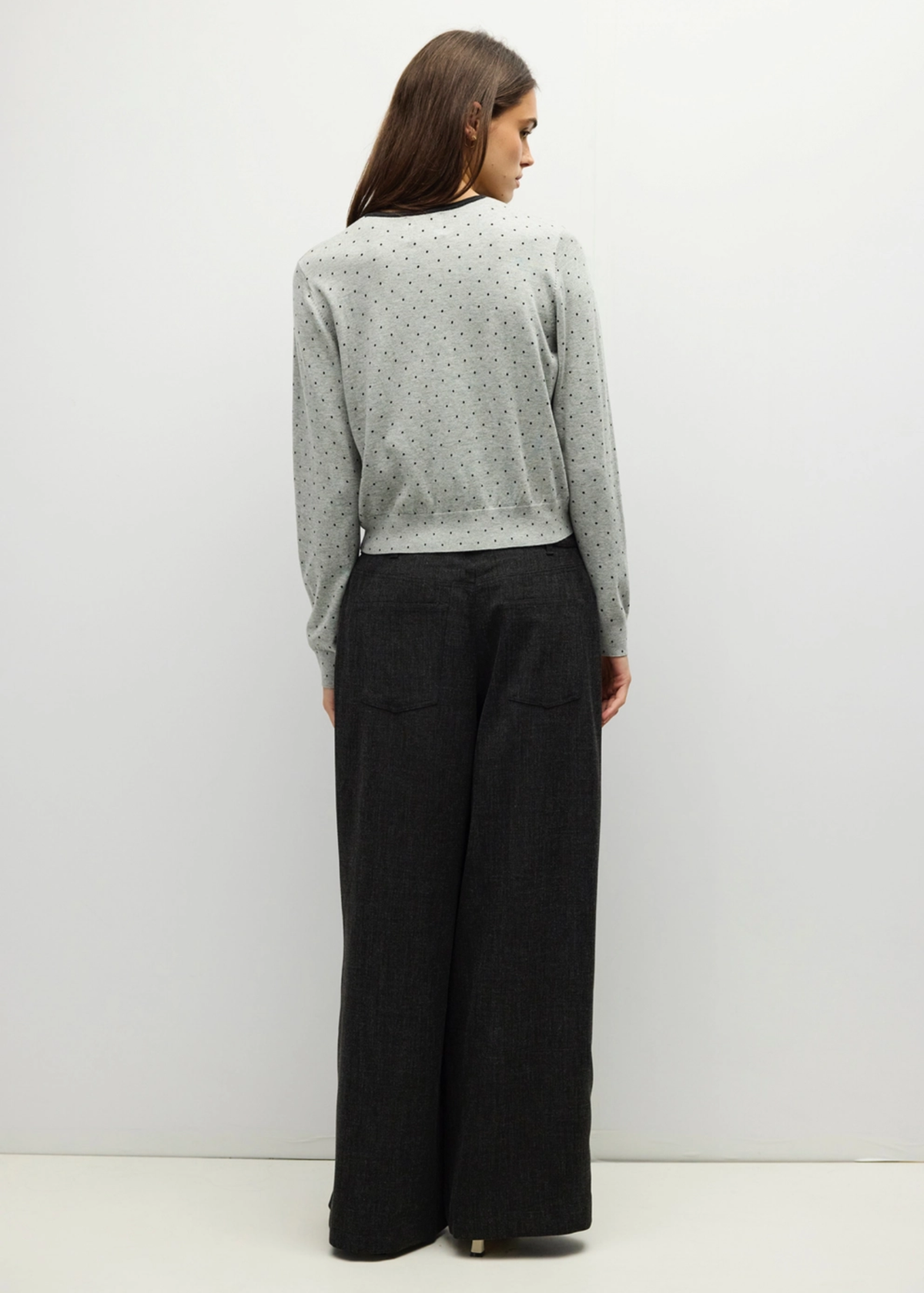 Caroline Polka Dot Cardigan - Grey & Black