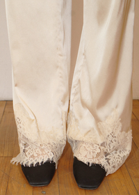 Cely Lace Trim Pant - Cream