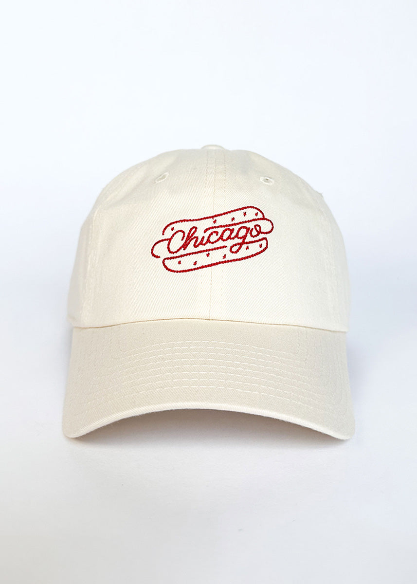 Chainstitch Chicago Dog Dad Hat - Ivory