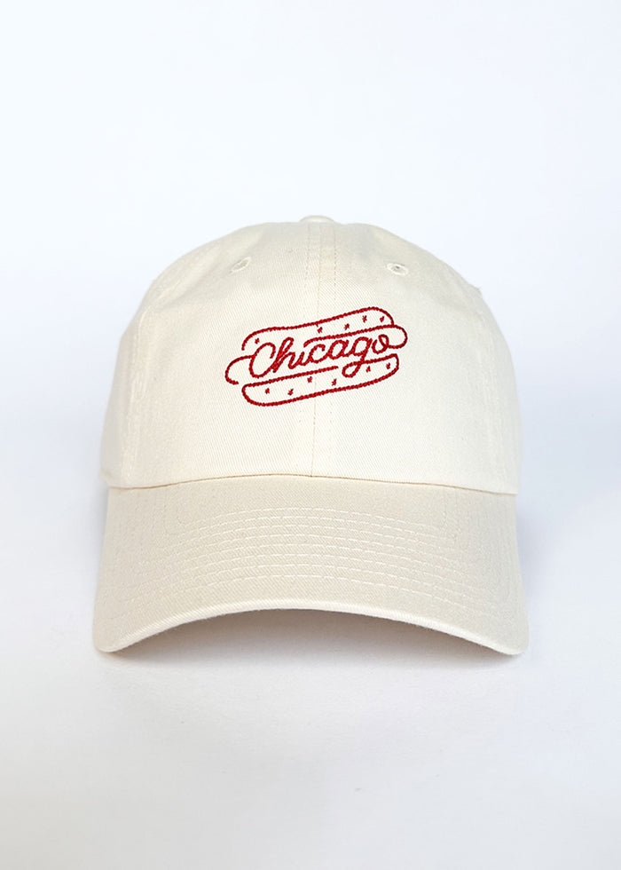 Chainstitch Chicago Dog Dad Hat - Ivory