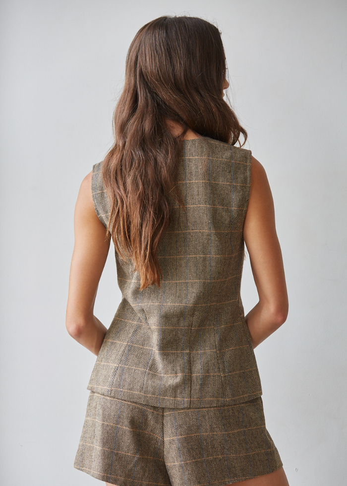 Charlene Button Down Vest - Taupe