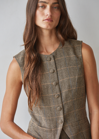 Charlene Button Down Vest - Taupe