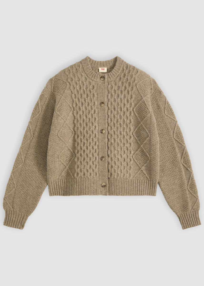 Charlotte Crewneck Cardigan - Mushroom