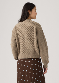 Charlotte Crewneck Cardigan - Mushroom