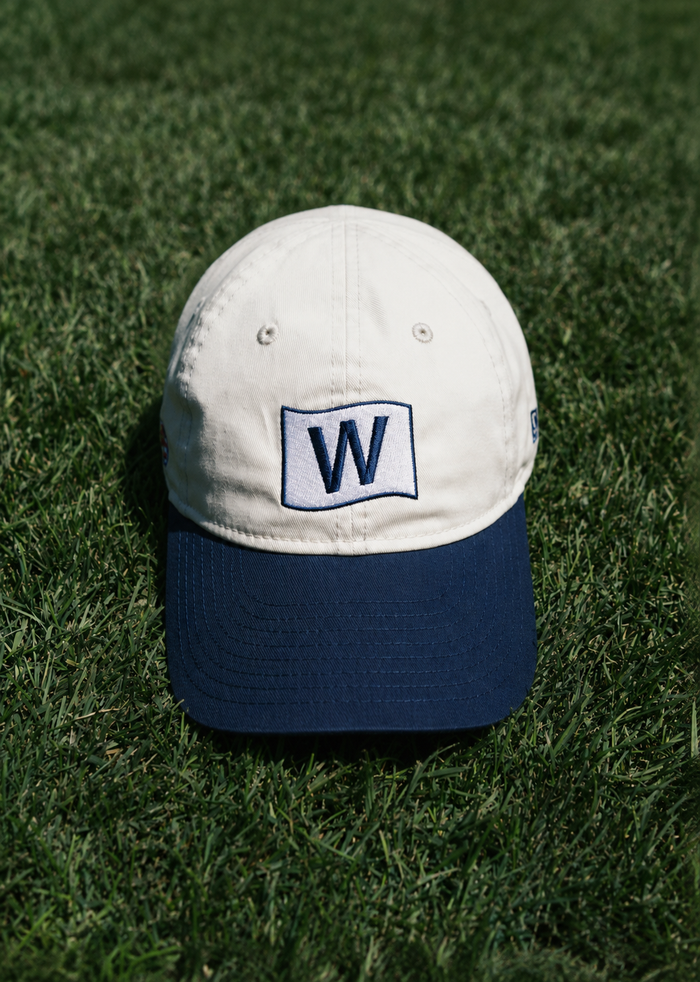Toddler Cubs Baseball W Flag Dad Hat - Ivory & Navy