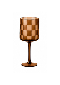 Checkered Wine Glass - Chocolate