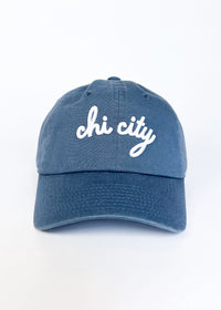 Chi City Cursive Dad Hat - Breaker Blue