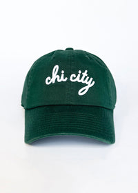 Chi City Cursive Dad Hat - Green