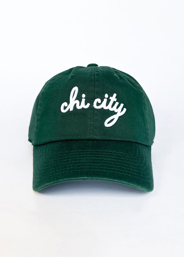 Chi City Cursive Dad Hat - Green