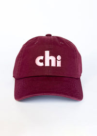Chi Dad Hat - Burgundy & Pink