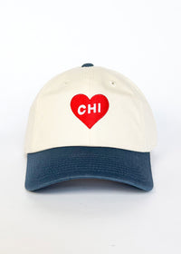 Chi Heart Icon Hat - Ivory & Breaker Blue