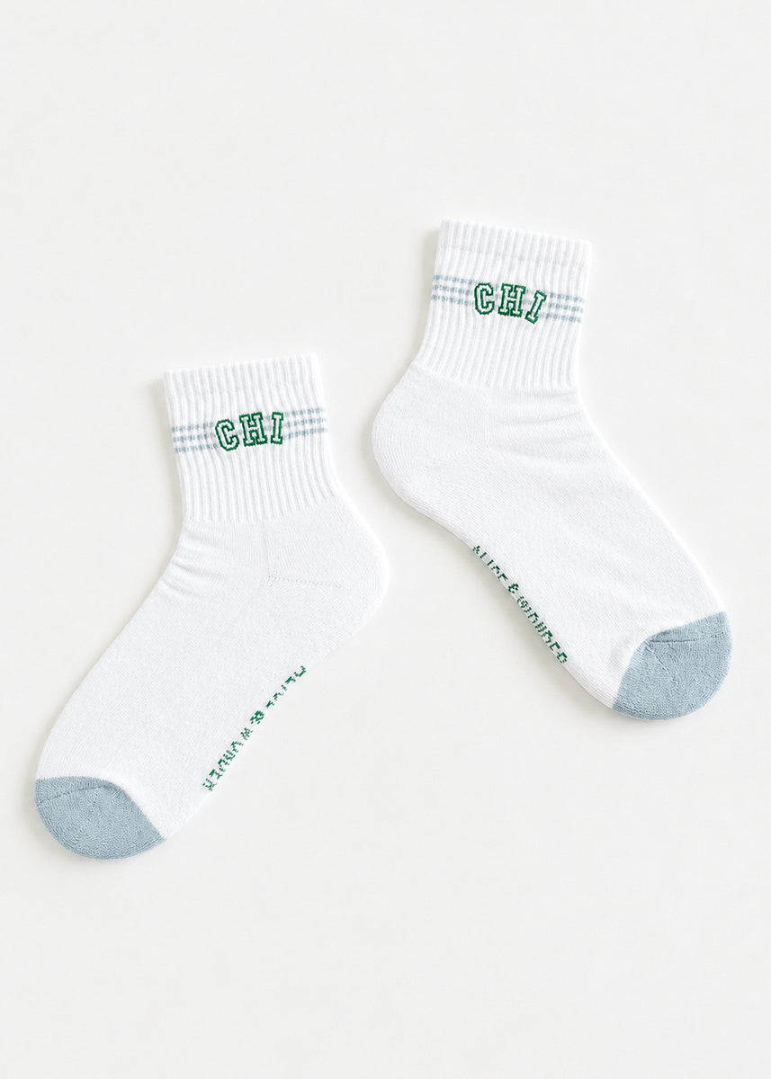 Chi Arch Stripe Crew Sock - Blue & Green