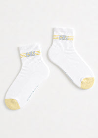 Chi Arch Stripe Crew Sock - Yellow & Blue