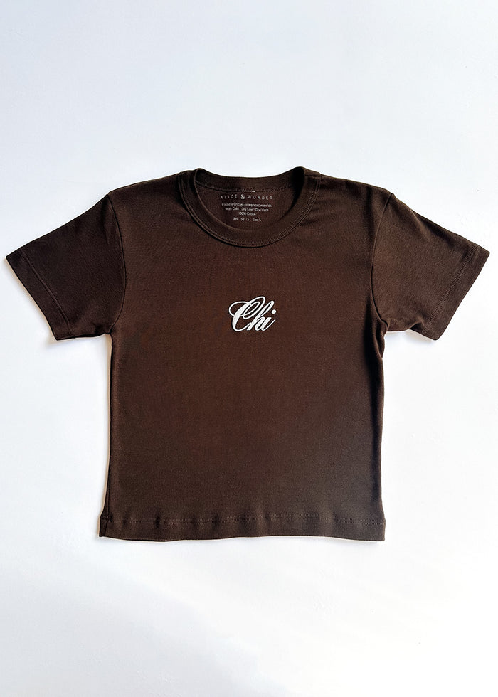 Chi Script Baby Tee - Chocolate