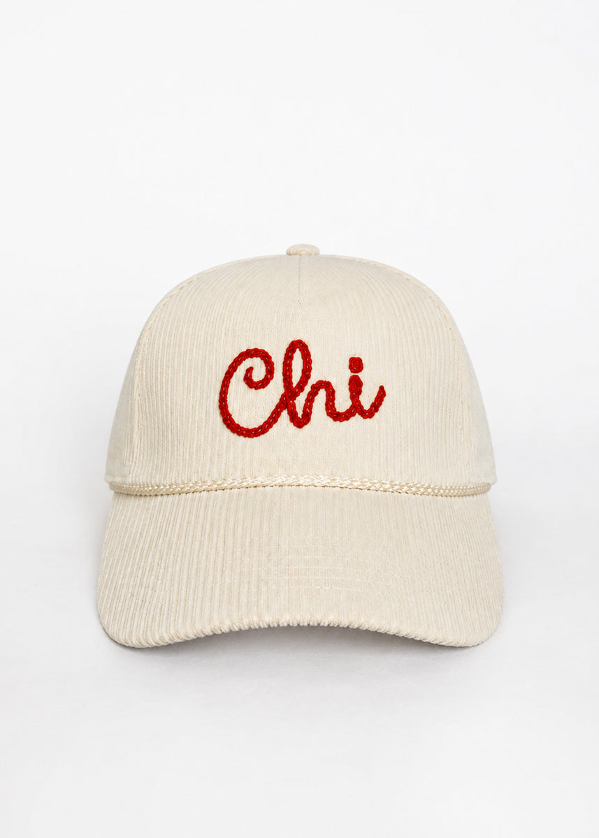 Chi Rope Wide Whale Cord Hat - Ivory