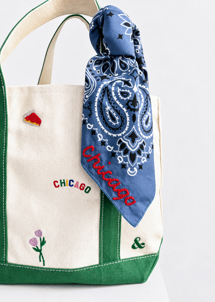 Chicago Stitch Embroidered Bandana - Chambray
