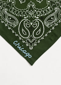 Chicago Stitch Embroidered Bandana - Hunter