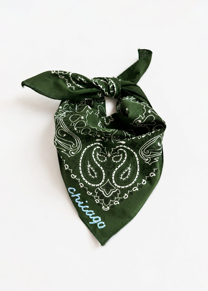 Chicago Stitch Embroidered Bandana - Hunter