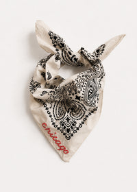 Chicago Stitch Embroidered Bandana - Natural