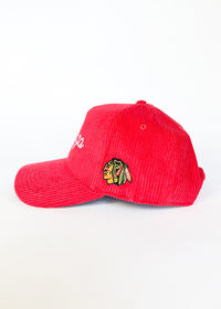Chicago Blackhawks Wide Whale Cord Baseball Cap - Red