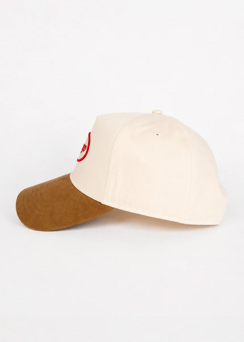 Chicago Patch Baseball Hat - Ivory & Light Brown Suede