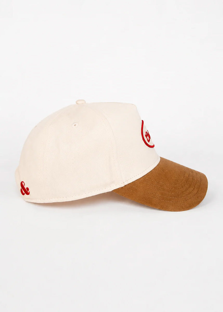 Chicago Patch Baseball Hat - Ivory & Light Brown Suede