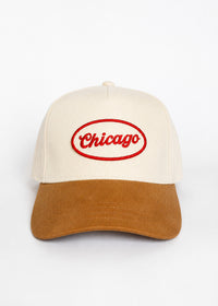 Chicago Patch Baseball Hat - Ivory & Light Brown Suede