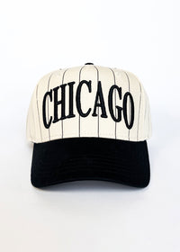 Chicago Puff Pinstripe Baseball Cap - Black