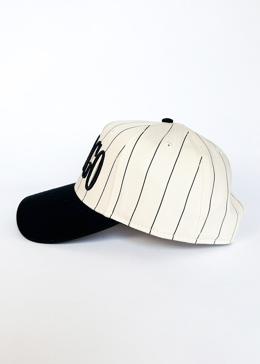 Chicago Puff Pinstripe Baseball Cap - Black