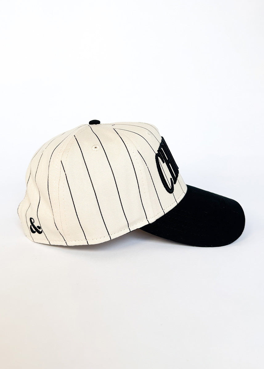 Chicago Puff Pinstripe Baseball Cap - Black