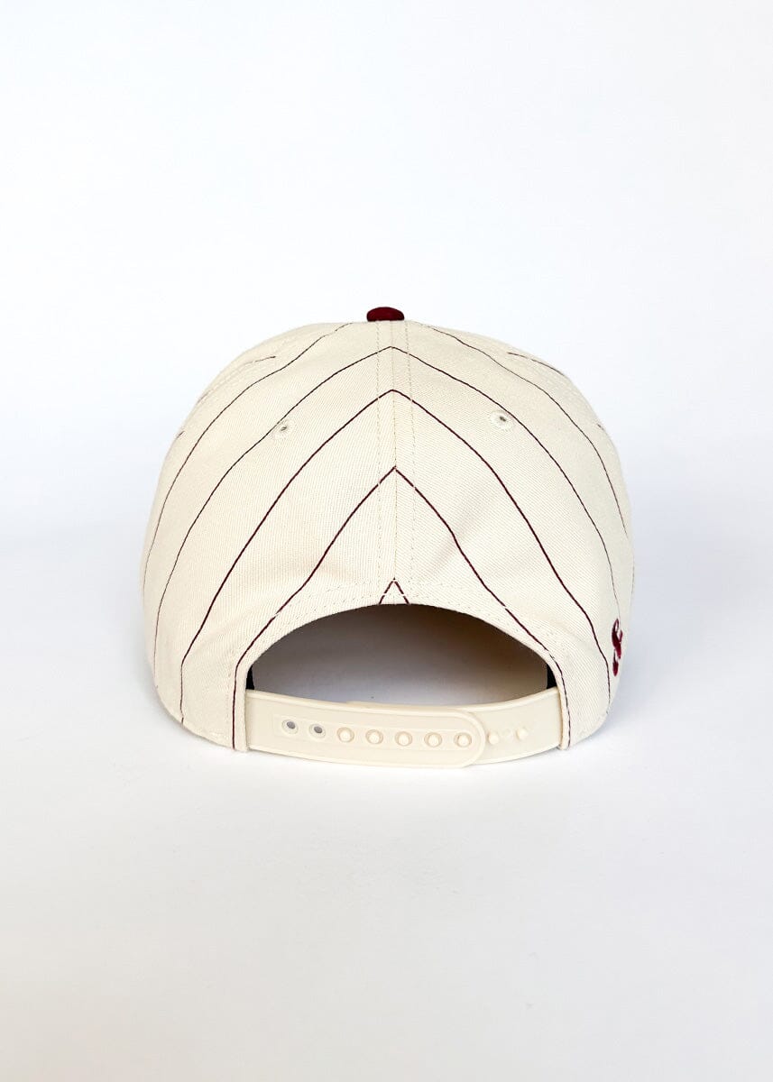 Chicago Puff Pinstripe Baseball Cap - Burgundy