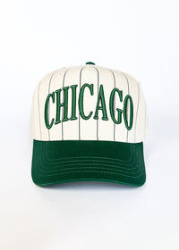 Chicago Puff Pinstripe Baseball Cap - Emerald