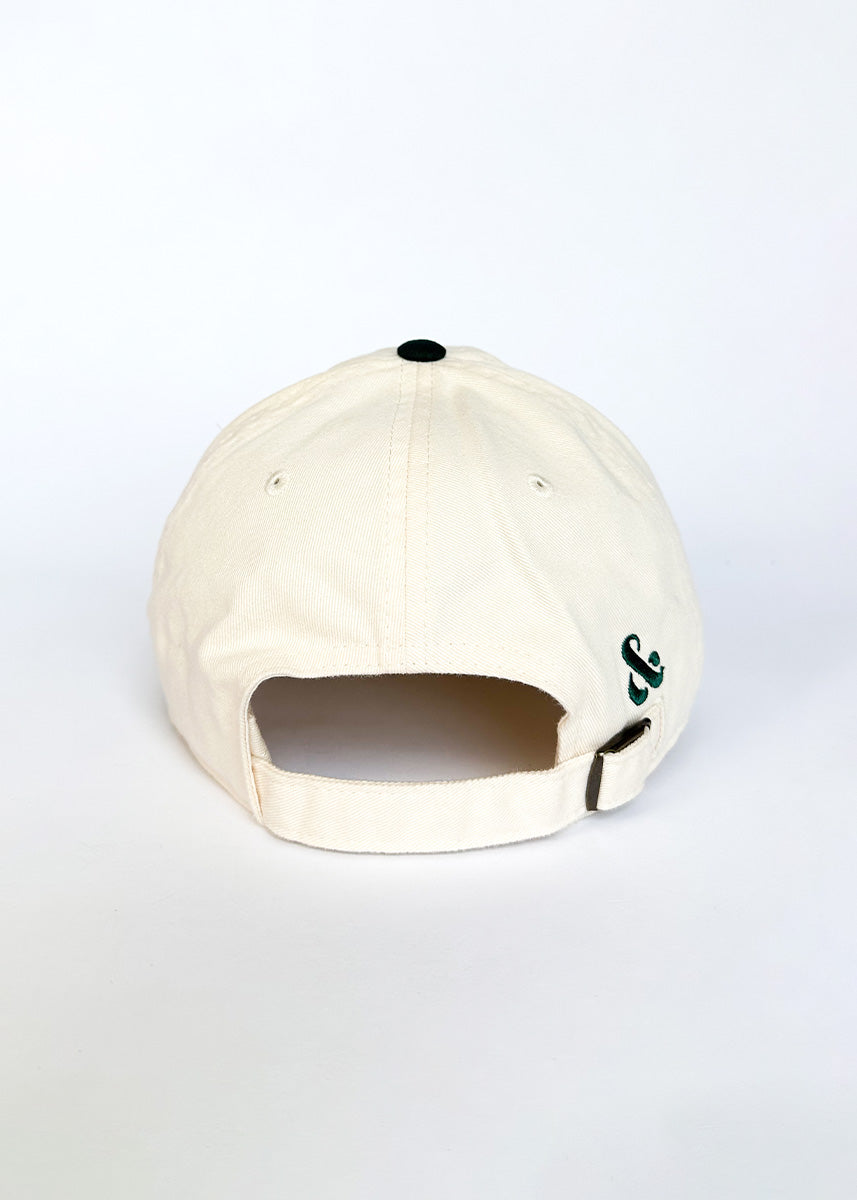 Chicago Script Baseball Cap - Ivory & Dark Green