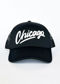 Chicago Script Trucker Hat - Black