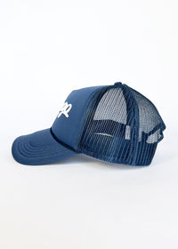 Chicago Script Trucker Hat - Navy