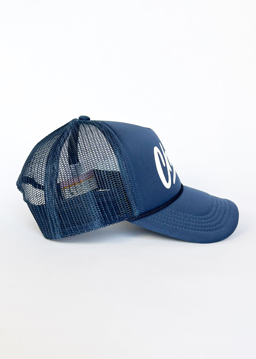 Chicago Script Trucker Hat - Navy